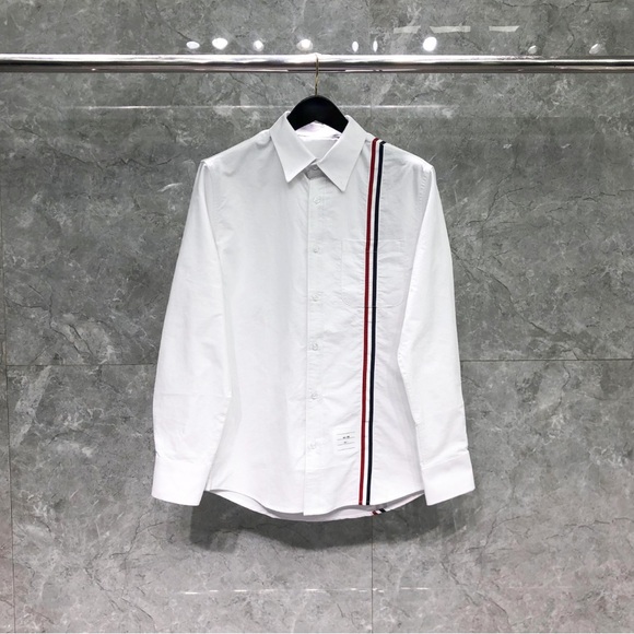 Thom Browne White Polo Shirt with Tricolor Detail